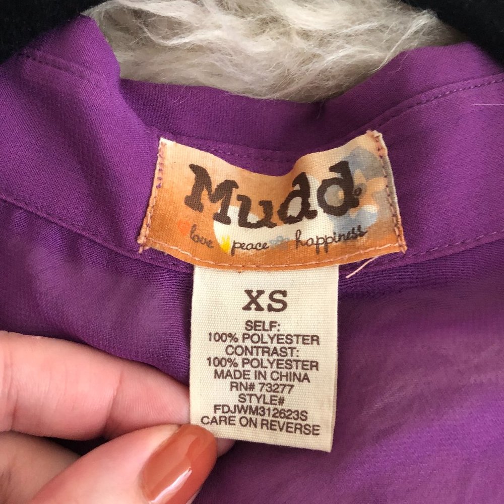 Mudd Purple Sheer Sleeveless Button-Up Blouse | XS - Picture 7 of 10